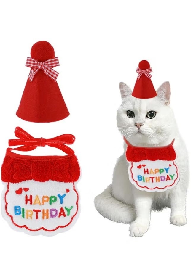 وشاح باندانا لعيد الميلاد للقطط وقبعة للحفلات، مريلة عيد ميلاد للقطط الصغيرة، مريلة عيد ميلاد للحيوانات الأليفة، مجموعة زينة لحفلات أعياد الميلاد للقطط - Image 1