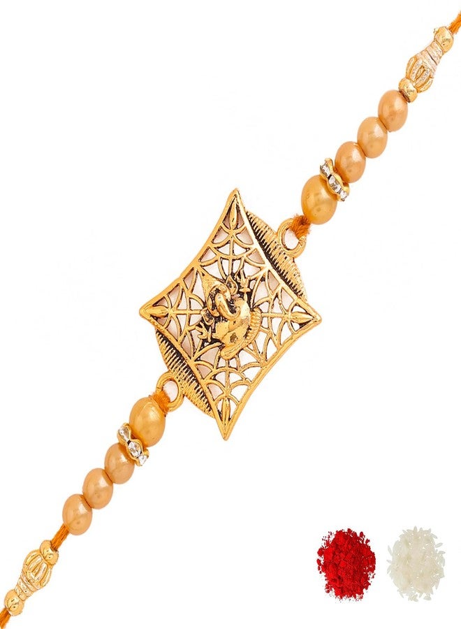 VOYLLA Auspicious Ganesha Rakhi With Roli Chaawal Pack - Image 1