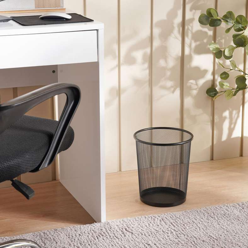 Pan Home Metal Mesh Waste Bin 9L - Black - Image 1