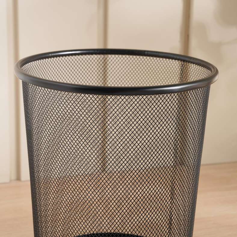Pan Home Metal Mesh Waste Bin 9L - Black - Image 2