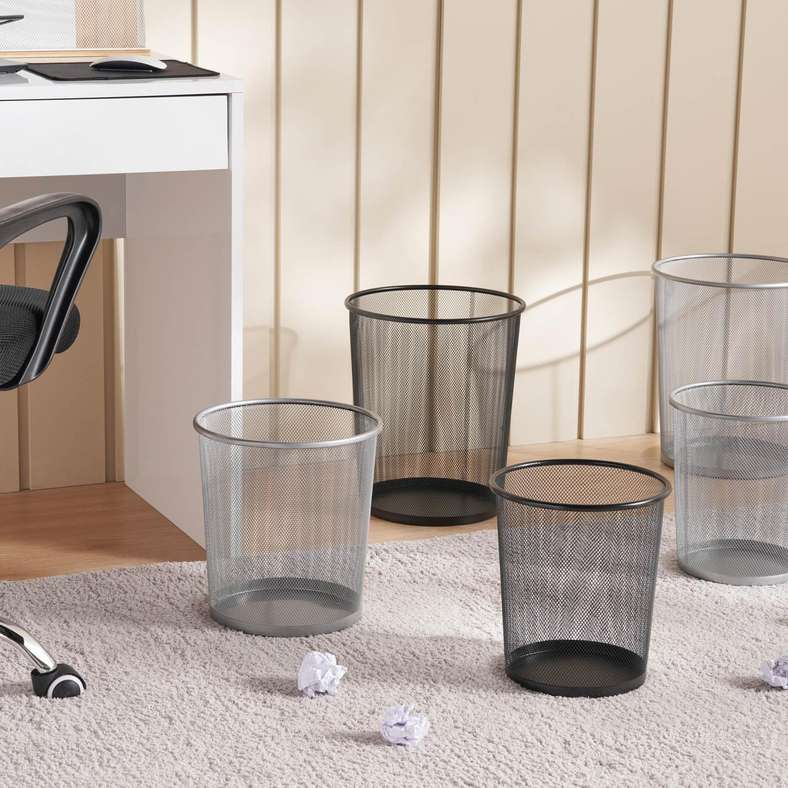 Pan Home Metal Mesh Waste Bin 9L - Black - Image 3