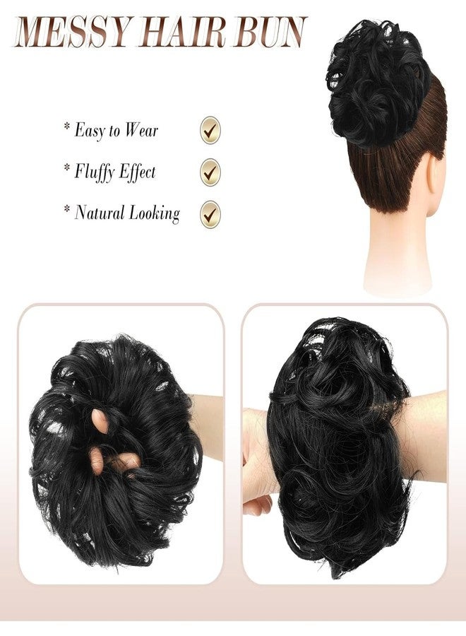 برافراجيا كعكة شعر فوضوية من برافراجيا مع مشبك شعر على شكل وردة، وصلات شعر من الدانتيل القطني، مثالية لحفلات الزفاف النسائية والمناسبات الأخرى (أسود) - Image 5