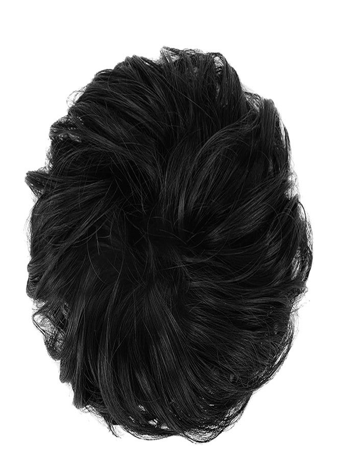 برافراجيا كعكة شعر فوضوية من برافراجيا مع مشبك شعر على شكل وردة، وصلات شعر من الدانتيل القطني، مثالية لحفلات الزفاف النسائية والمناسبات الأخرى (أسود) - Image 4