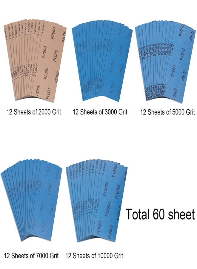 AUSTOR Pack of 60 Wet and Dry Sandpaper Assortment Fine Grit 2000 3000 5000 7000 10000 High Grit Sandpaper Sanding Sheets 9 x 3.6 Inch Sandpaper for Automotive Sanding Wooden Furniture - Image 2