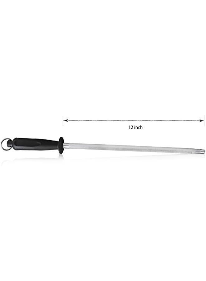Professional Carbon Steel Black Knife Sharpening Steel, Black 12 Inch  - Image 2