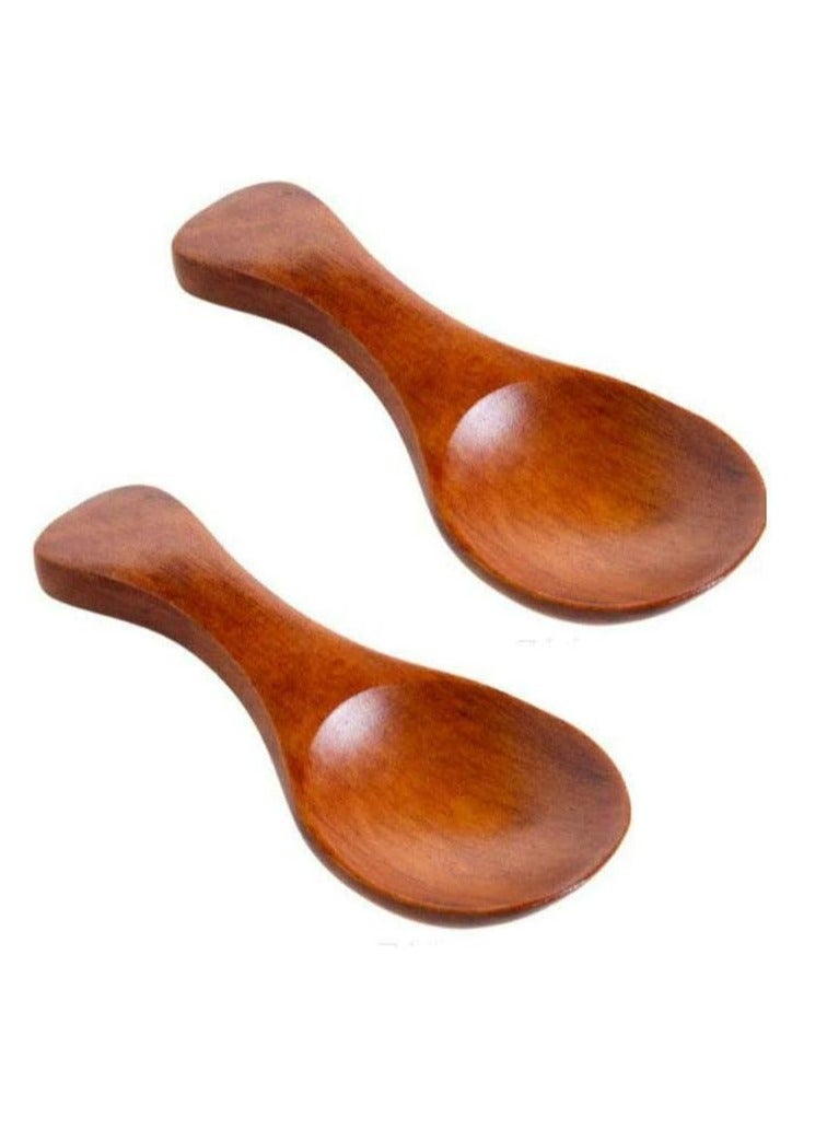 Oasisgalore 10 Pack Mini Wood Spoon with Short Handle Small Wooden Salt Spoon for Sugar, Honey, Coffee  - Image 3