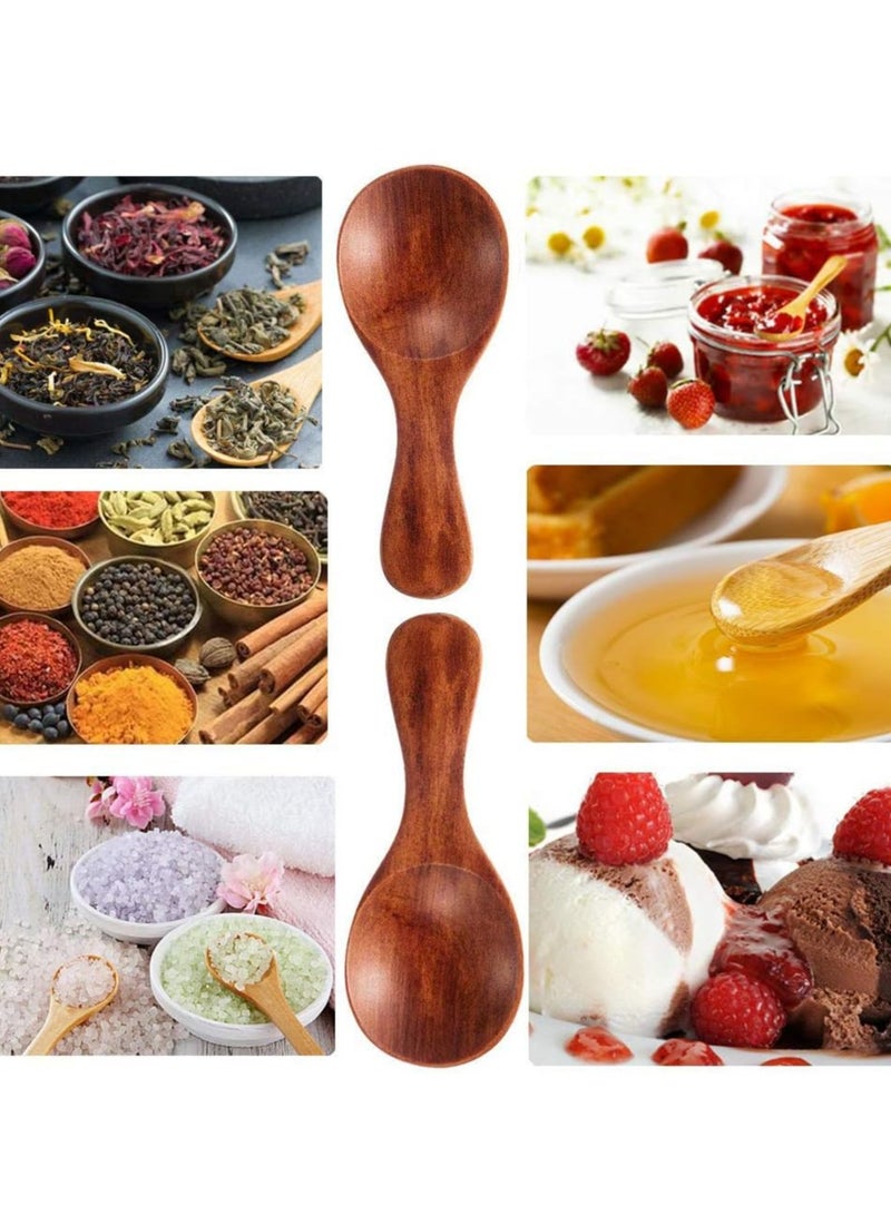 Oasisgalore 10 Pack Mini Wood Spoon with Short Handle Small Wooden Salt Spoon for Sugar, Honey, Coffee  - Image 4