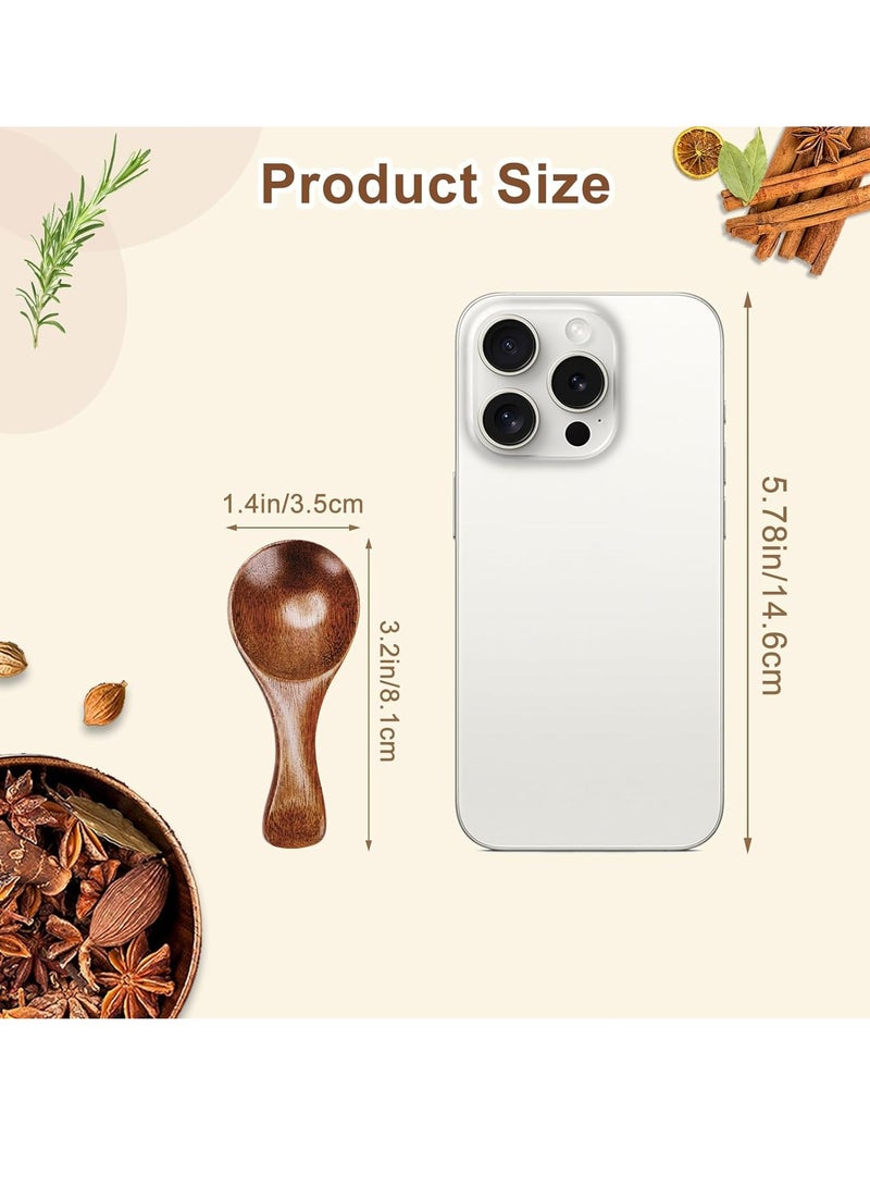Oasisgalore 10 Pack Mini Wood Spoon with Short Handle Small Wooden Salt Spoon for Sugar, Honey, Coffee  - Image 2