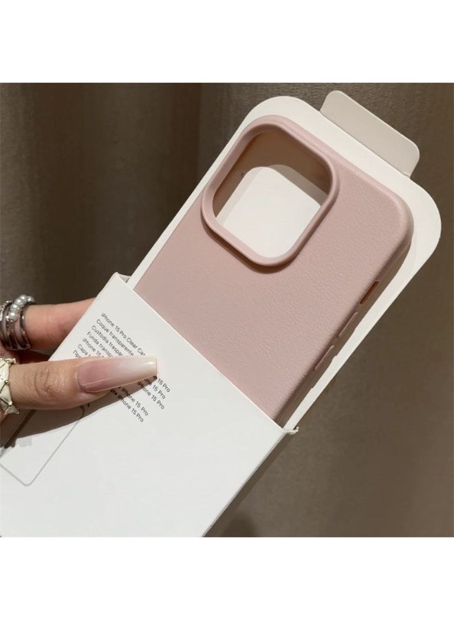 NIBEMINENT Minimalist Solid Lychee Peel Pattern Protective TPU Case Cover For iPhone 17 Pro, Pink