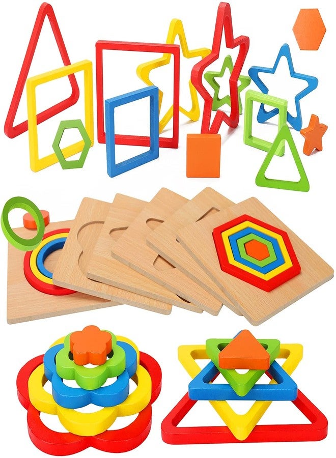 VIANZ Wooden Shape Sorting Puzzle Vibrant Colors Toddlers Activities Preschool Learning Early Educational Birthday Gift Travel for Kids Age 1 2 3 4 (Combo of 2 (Flower & 8 Point Star)) - Image 3