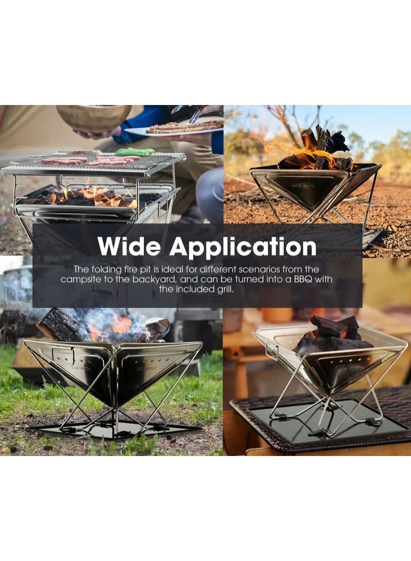 SAN HIMA Portable Fire Pit Folding Stainless Steel BBQ Grill Outdoor - Image 4