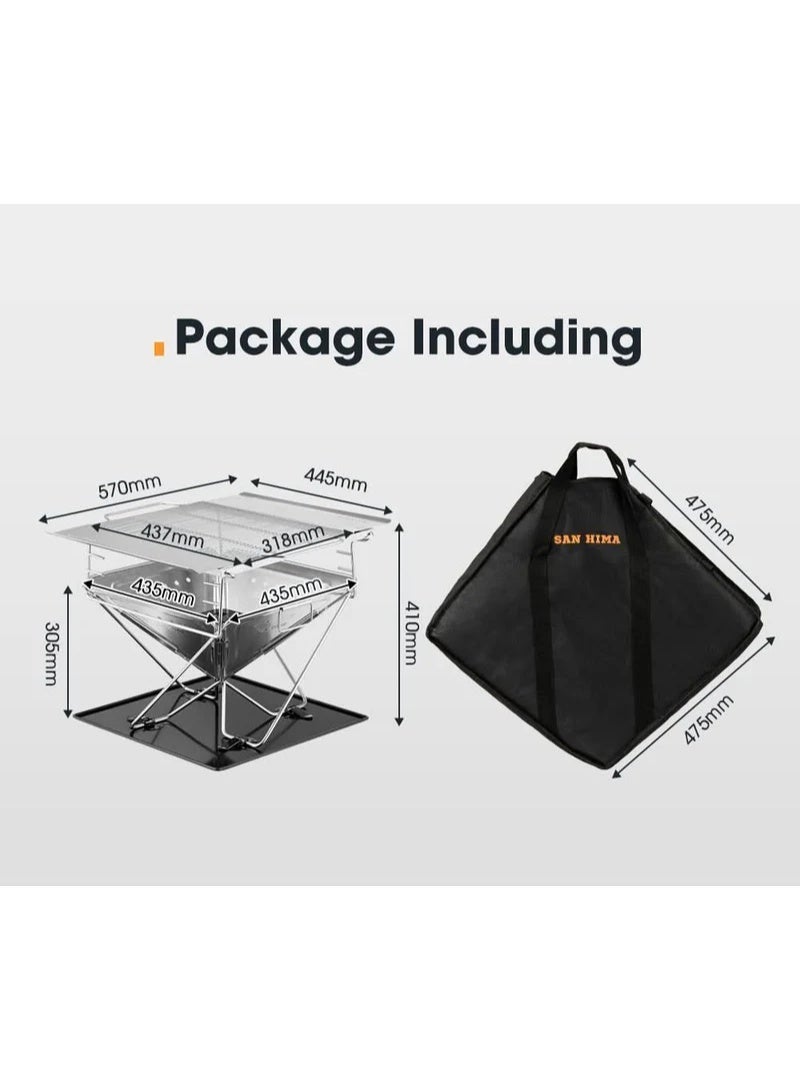SAN HIMA Portable Fire Pit Folding Stainless Steel BBQ Grill Outdoor - Image 3
