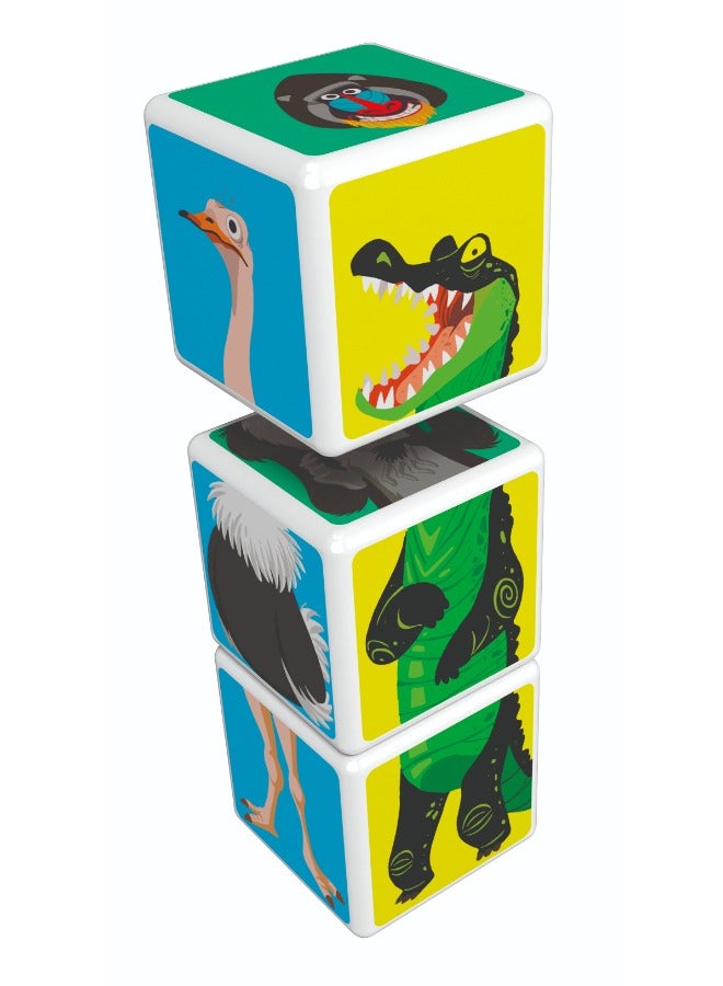 Geomag Magicube Mix & Match Savanna Animals STEM Toy 100% Recycled, Made in Switzerland, Multicolor 3 Pcs - Image 1