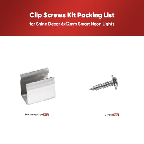 Shine Decor Mounting Clips Screws for 6x12mm Low Voltage LED Silicone Neon Rope Lights, Pack of 40 - Image 2