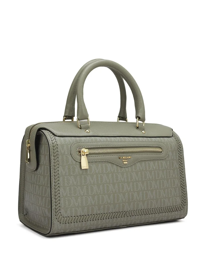 دا ميلانو حقيبة ساتشيل جلد طبيعي رمادية