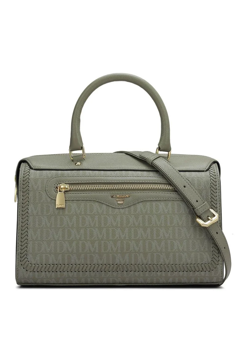 Genuine Leather Grey Satchel Bag
