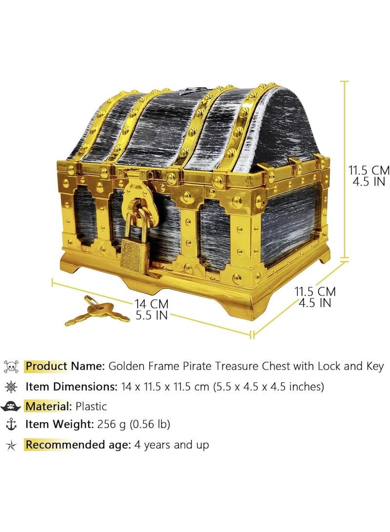 Cobest Kids Pirate Treasure Chest Storage Box, With Lock and Key, Durable Wood & Metal Construction, Striking Decorative Element, For Kids Birthday,Halloween, Pirate Party Favors - Image 5