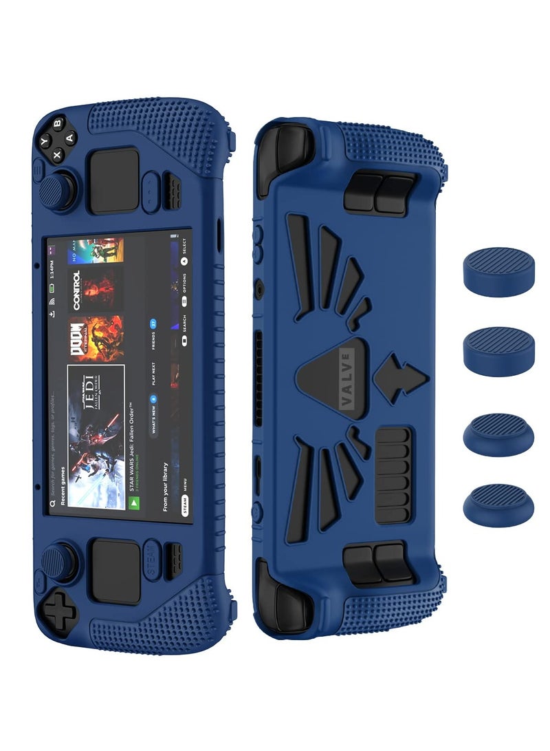 SYOSI Steam Deck Standing Protective Case, Thickening Silicone Accessories Protector, Soft Cover Skin Shell with 2 Pairs Thumb Grips, Full Protection Kit to Anti-Slip for Valve Stream Deck (Blue) - Image 1