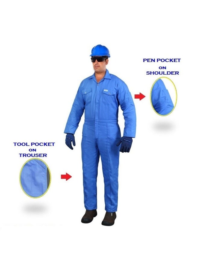Vaultex JDN 200GSM Cotton Coverall, Petrol Blue, XL