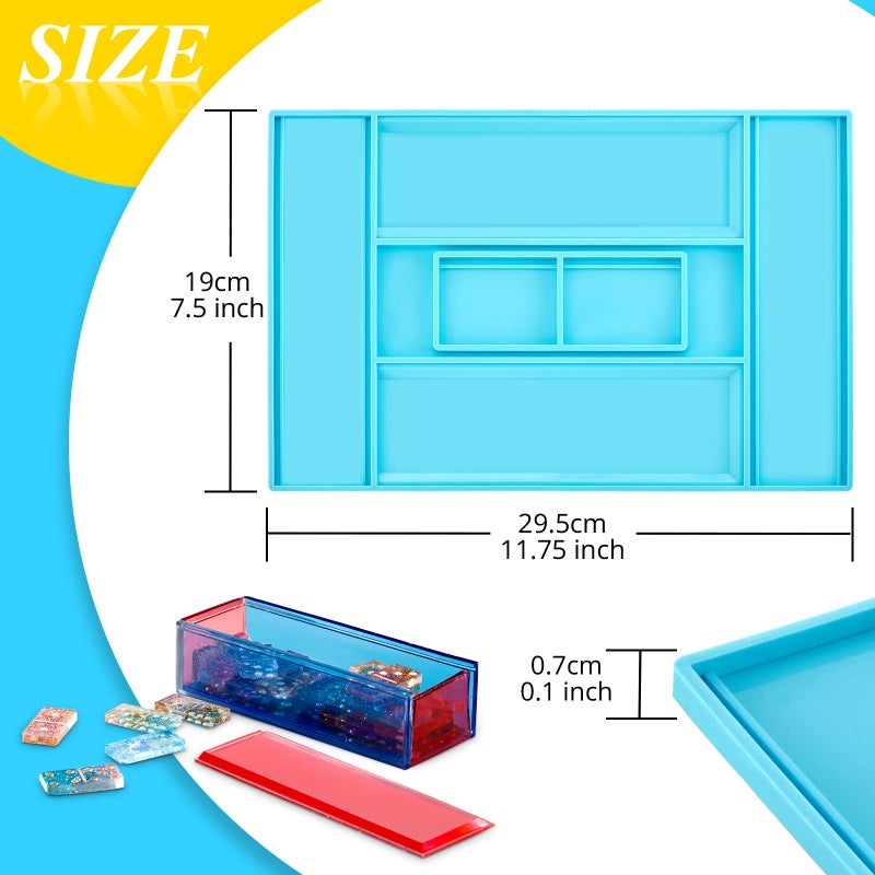 Patelai Dominoes Storage Box Resin Mold Domino Box Jewelry Storage Case Mold Slide Holder Silicone Case Epoxy Resin Casting for DIY Jewelry Home Decoration - Image 2