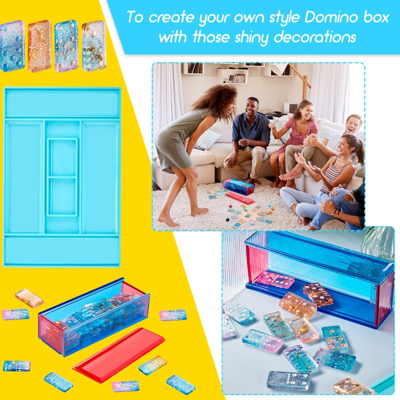 Patelai Dominoes Storage Box Resin Mold Domino Box Jewelry Storage Case Mold Slide Holder Silicone Case Epoxy Resin Casting for DIY Jewelry Home Decoration - Image 5