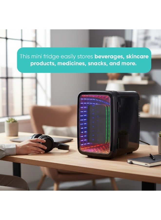 MYX Portable Fridge – 4L Compact Mini Cooler with RGB Light, Magnetic Lid, Dual Partition, Portable Chiller for Car, Office, Travel, and Home - Image 2