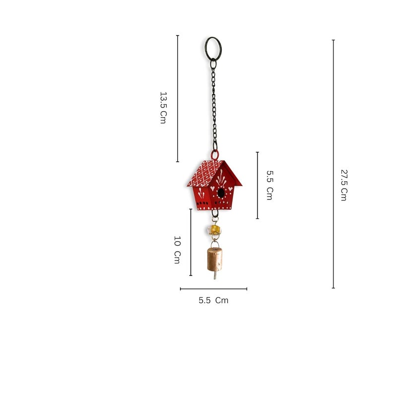 JASMEY HOMES Red Little Hut Set of 2 Hand Painted Hanging Ornaments for Home Decor Wind Chimes for Home Hanging Bells for Home Decoration Living Room Garden - Image 5