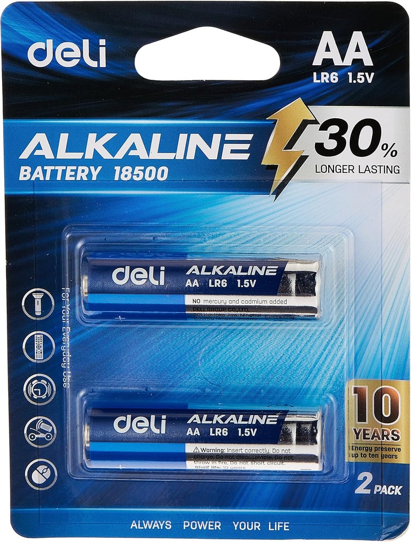 Deli AA LR6 Alkaline Battery 2-Pieces - Image 1