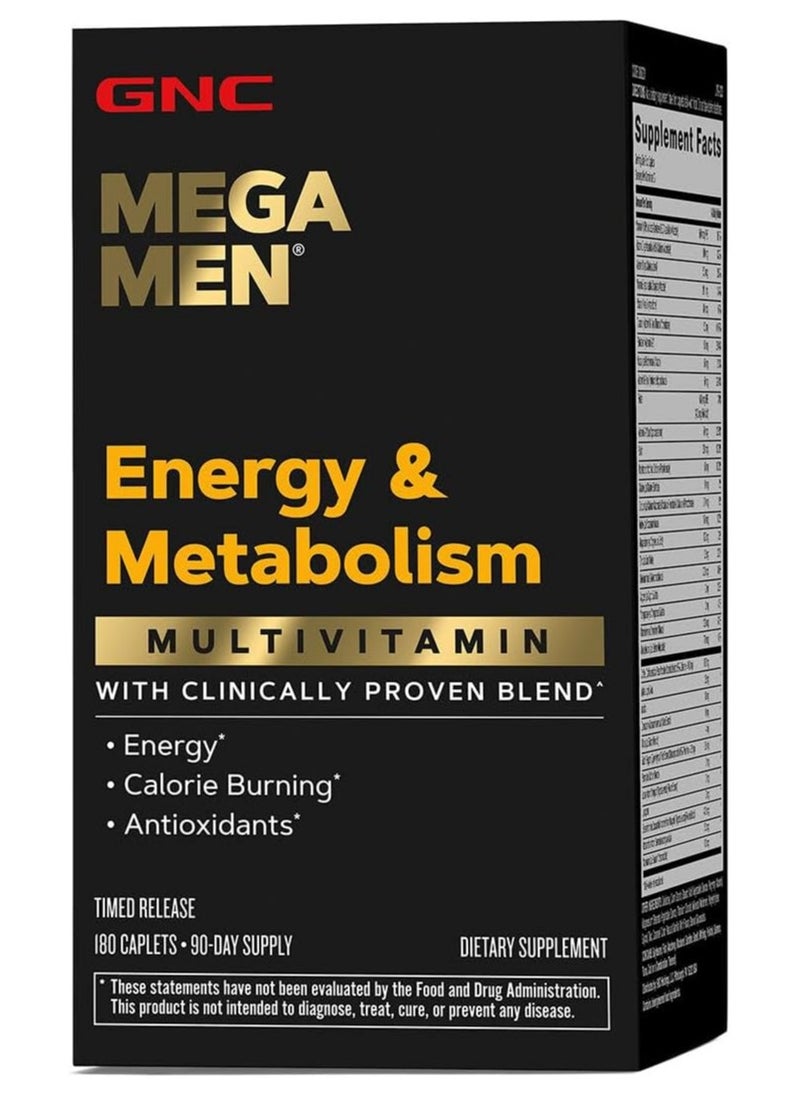 GNC Mega Men Energy & Metabolism Multivitamin  Antioxidants and Increased Calorie Burning 180 Count  - Image 1