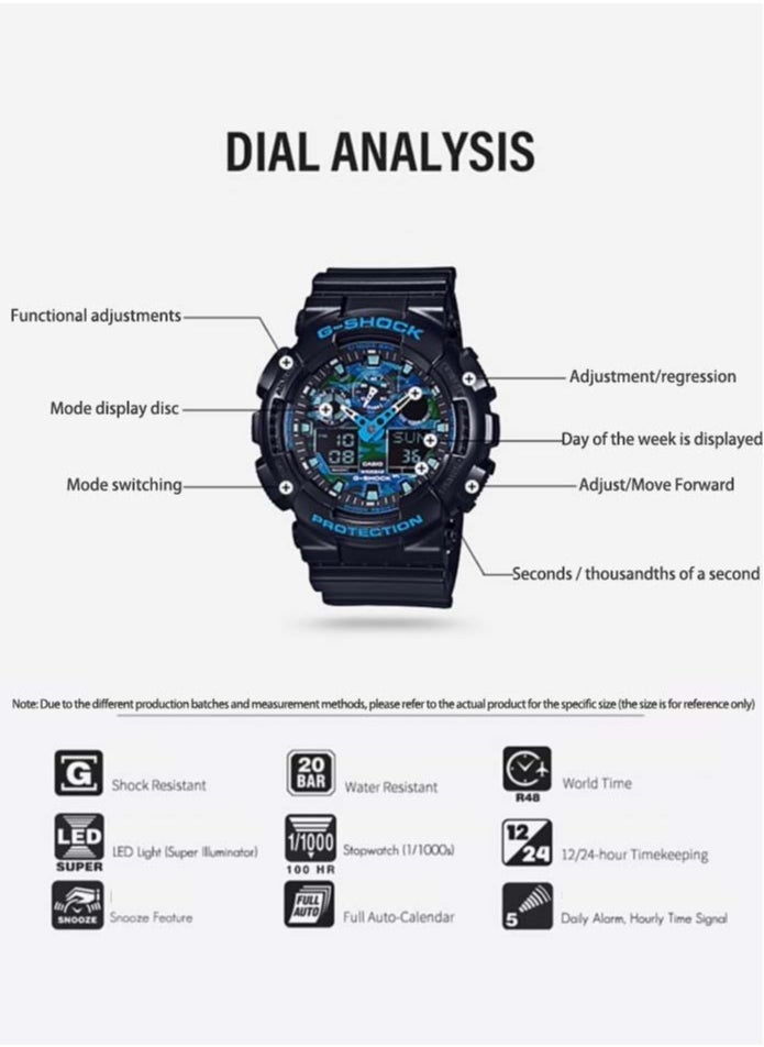 CASIO Casio G-Shock Poseidon Camouflage Waterproof Sport Trend Waterproof Men's Watch GA-100BL-1A  - Image 4