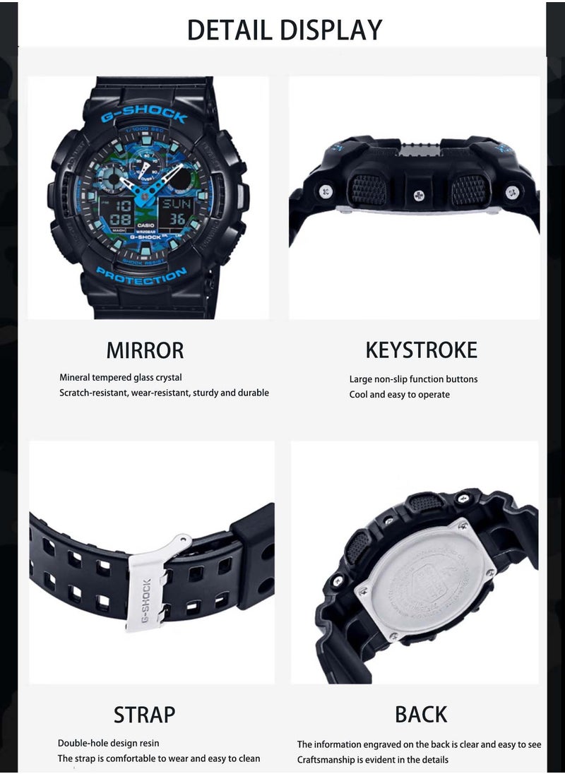 CASIO Casio G-Shock Poseidon Camouflage Waterproof Sport Trend Waterproof Men's Watch GA-100BL-1A  - Image 3