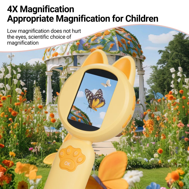 2-inch IPS Screen Children's Electronic Magnifying Glass Digital Magnifier with 8 LED Lights 4X Handheld Magnifiers Exploration Tool for Reading Coins Stamps Map - Image 5