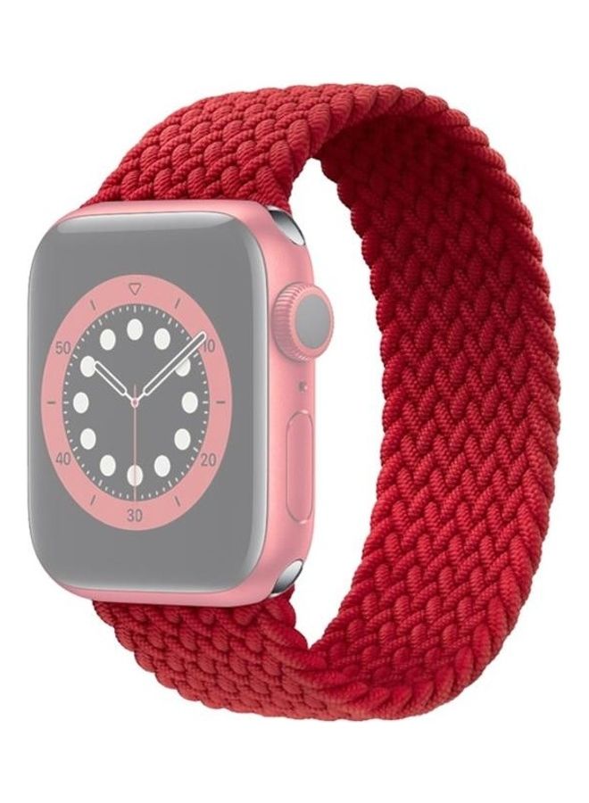 NIBEMINENT Single-turn Nylon Woven Watchband for Apple Watch Series 7/6/SE/5/4/3/2/1 42/44/45mm, Size:L Red - Image 1