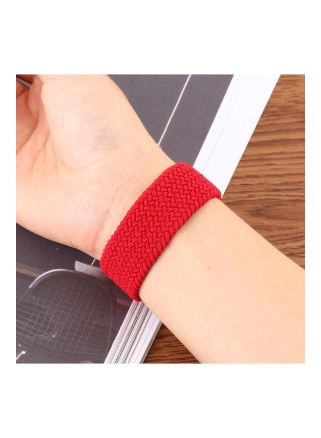 NIBEMINENT Single-turn Nylon Woven Watchband for Apple Watch Series 7/6/SE/5/4/3/2/1 42/44/45mm, Size:L Red - Image 4