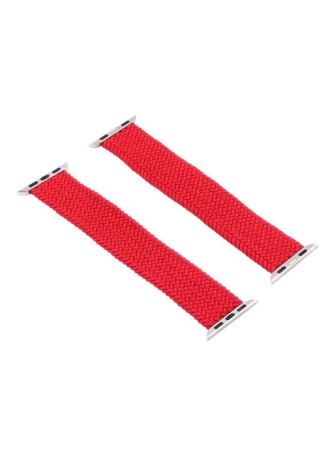 NIBEMINENT Single-turn Nylon Woven Watchband for Apple Watch Series 7/6/SE/5/4/3/2/1 42/44/45mm, Size:L Red - Image 2
