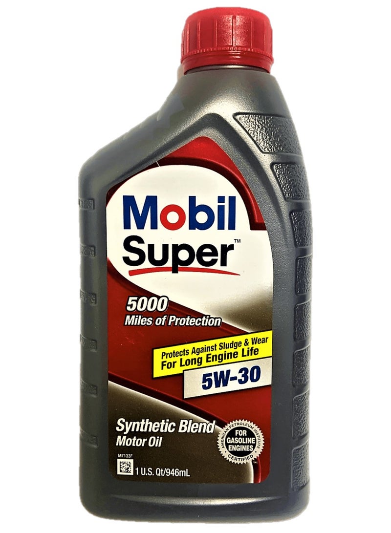 موبيل زيت موبيل سوبر 5000 5W30 – نصف تخليقي – 946 مل /(كرتون 12 قطعة)