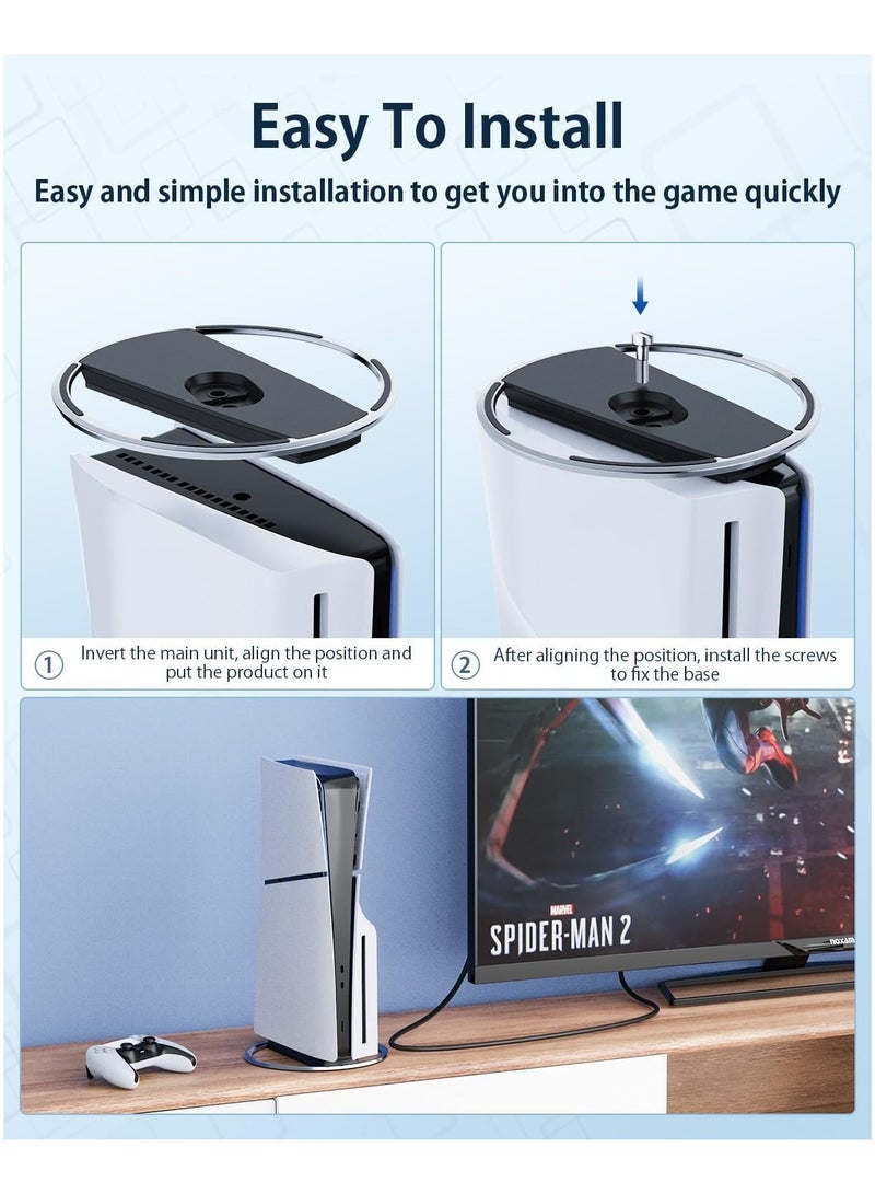 اكسيسن حامل عمودي لوحدة التحكم PS5 PRO/ PS5/PS5 Slim، حامل قاعدة غير قابل للانزلاق مع برغي، ملحق لوحدة التحكم PS5 PRO/ PS5 / PS5 / PS5 Slim، تصميم بسيط - Image 4