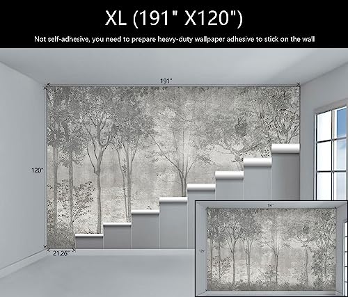 WFBHUA-Vintage Forest Woodland Mural Wallpaper Gray Old Wall Tree Wallpaper for Bedroom Living Room(Not Peel and Stick) - Image 4