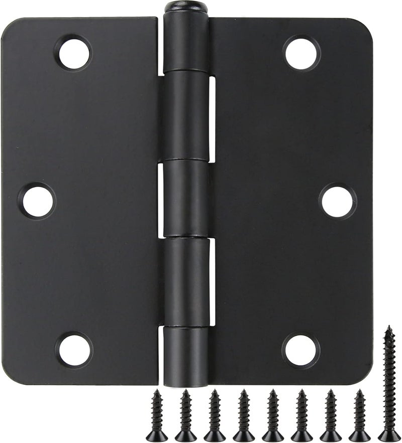JIW 12 Pack Black Door Hinges Black Matte Black Hinges for Doors 3 1/2 Interior Door Hinges 3.5" x3.5 Inch Hinges Rounded 1/4" Raidus Standard Residential Bedroom Door Hinge Sturdy Door Hardware - Image 1