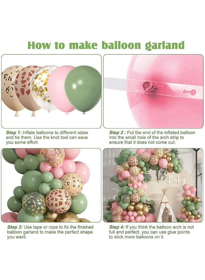 Amandir 170Pcs Jungle Safari Balloons Garland Arch Kit Animal Printed Pink Sage Green Balloons Wild One Giraffe Leopard Safari Baby Shower Decorations for Girl Birthday Party Supplies - Image 4
