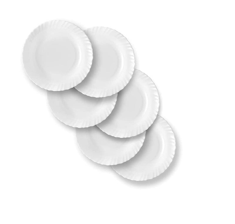 Saaikee Classique Dinner Plates for Dining Table to Serve Salads Fruits Snacks Multi Use Ceramic White Set of 6 11 Inch - Image 1