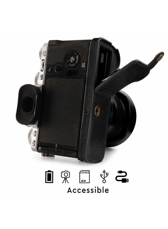 MegaGear MG1923 Ever Ready Genuine Leather Camera Half Case Compatible with Fujifilm X-T4 - Black - Image 4