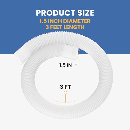 Pokin 1.5" x 3' White Plastic Return & Suction Hose for Summer Waves Pools P58150036, Fits X1000,X1500 and C2000 Filter Systems, Above Ground Pool Hose, Garden Hose - Image 5