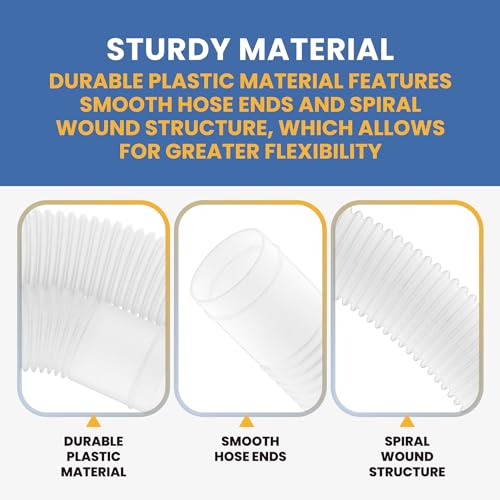 Pokin 1.5" x 3' White Plastic Return & Suction Hose for Summer Waves Pools P58150036, Fits X1000,X1500 and C2000 Filter Systems, Above Ground Pool Hose, Garden Hose - Image 4