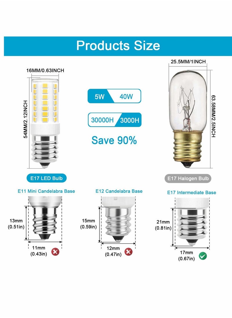 Y&D - E17 LED Bulb, Small Screw Refrigerator Light, Dimmable 5W Microwave Daylight White 6000K, Suitable for Microwave, 2 Pack - Image 1
