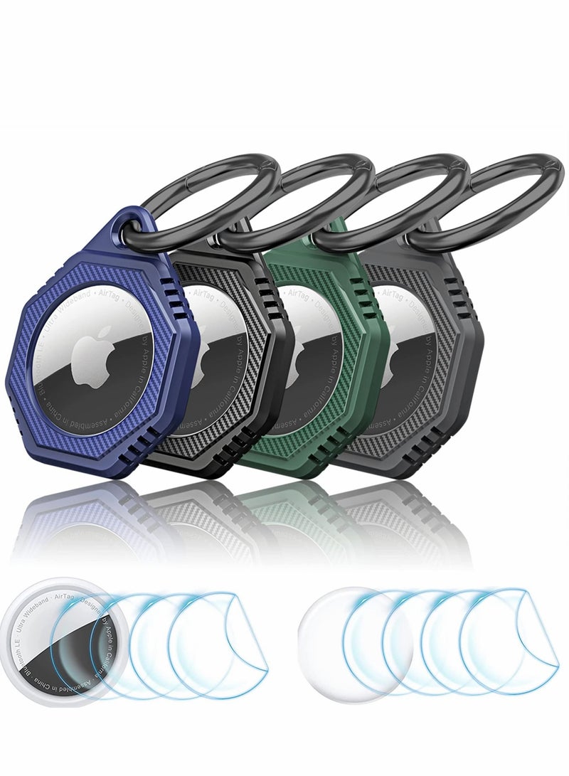 Captaintech Airtag Holder 4 Pack for Apple Airtags, Scratch Resistant PC+TPU Full Protective Air Tag Case with Built-in Protective Film, Apple Airtag Accessories for Keyring - Image 1