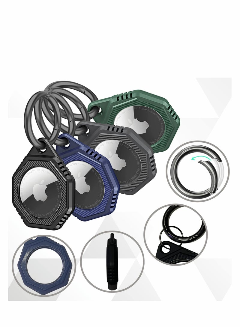 Captaintech Airtag Holder 4 Pack for Apple Airtags, Scratch Resistant PC+TPU Full Protective Air Tag Case with Built-in Protective Film, Apple Airtag Accessories for Keyring - Image 2