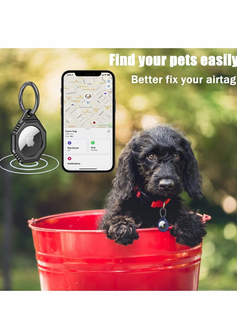 Captaintech Airtag Holder 4 Pack for Apple Airtags, Scratch Resistant PC+TPU Full Protective Air Tag Case with Built-in Protective Film, Apple Airtag Accessories for Keyring - Image 5