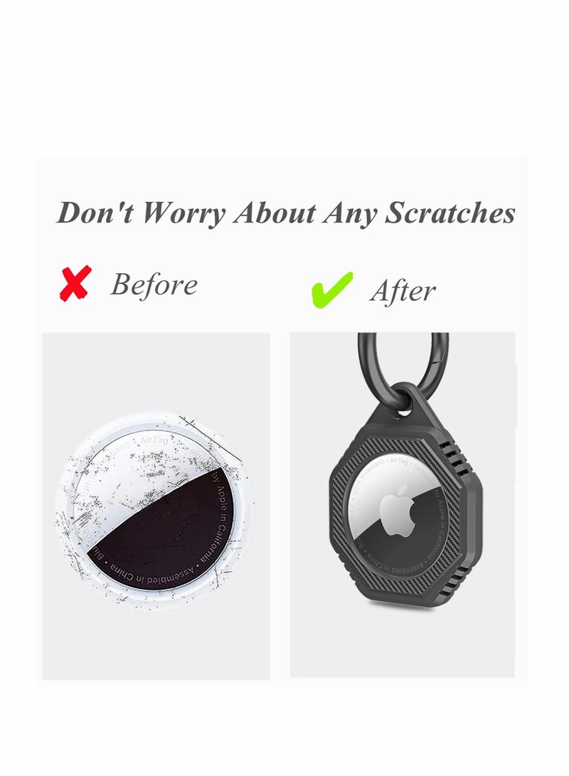 Captaintech Airtag Holder 4 Pack for Apple Airtags, Scratch Resistant PC+TPU Full Protective Air Tag Case with Built-in Protective Film, Apple Airtag Accessories for Keyring - Image 4