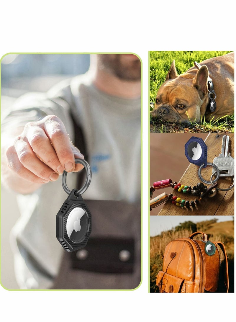 Captaintech Airtag Holder 4 Pack for Apple Airtags, Scratch Resistant PC+TPU Full Protective Air Tag Case with Built-in Protective Film, Apple Airtag Accessories for Keyring - Image 3